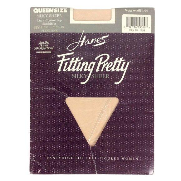 Hanes Fitting Pretty Silky Sheer Pantyhose Queen 1X Pink Control Top Sandalfoot - Picture 1 of 3